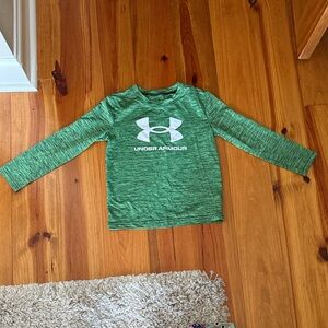 Under Armour Boys' Heather Green Long-Sleeve Logo Tee